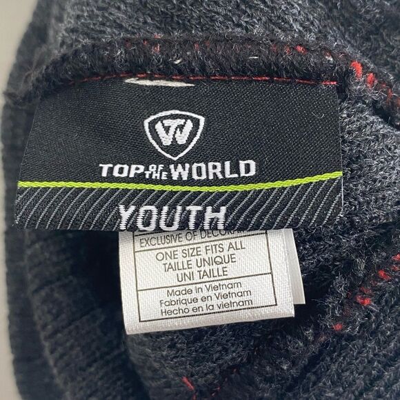 NWT NCAA Washington State Cougars Youth Below Zero Red Black Knit Beanie Hat - Picture 4 of 9